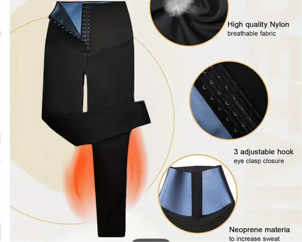 sauna high waist leggings with waistrainer buckles