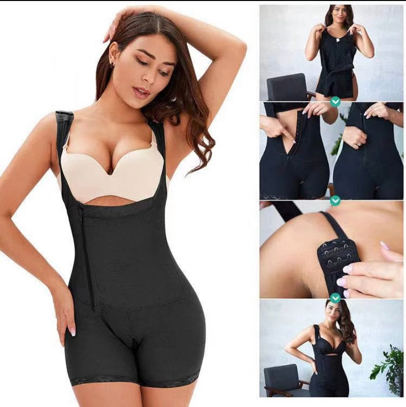 High tummy compression side buckle/zip booty body suit